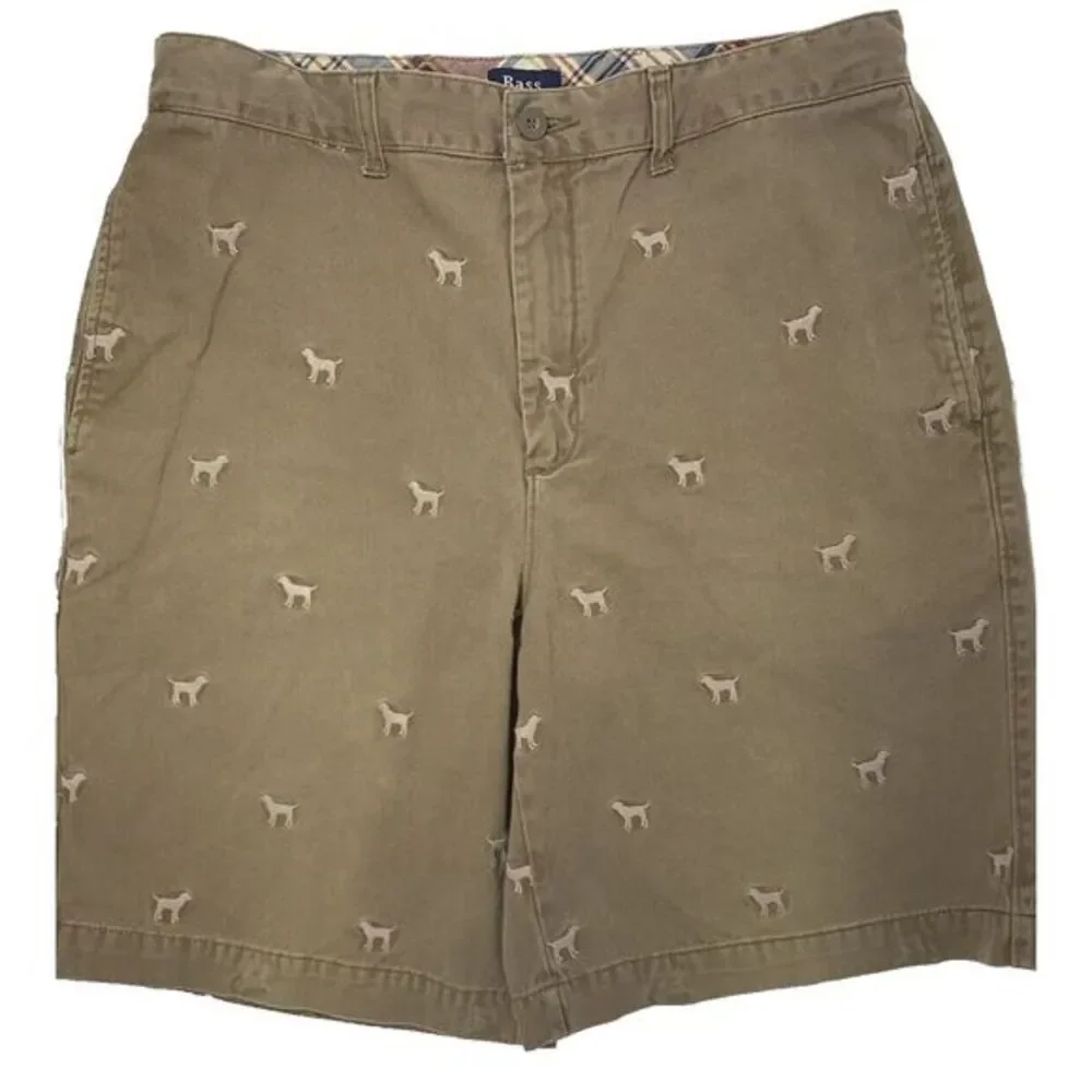 GH Bass & Co Brown Dogs Men's Flat Front Walking Golf Shorts‎ Size 34